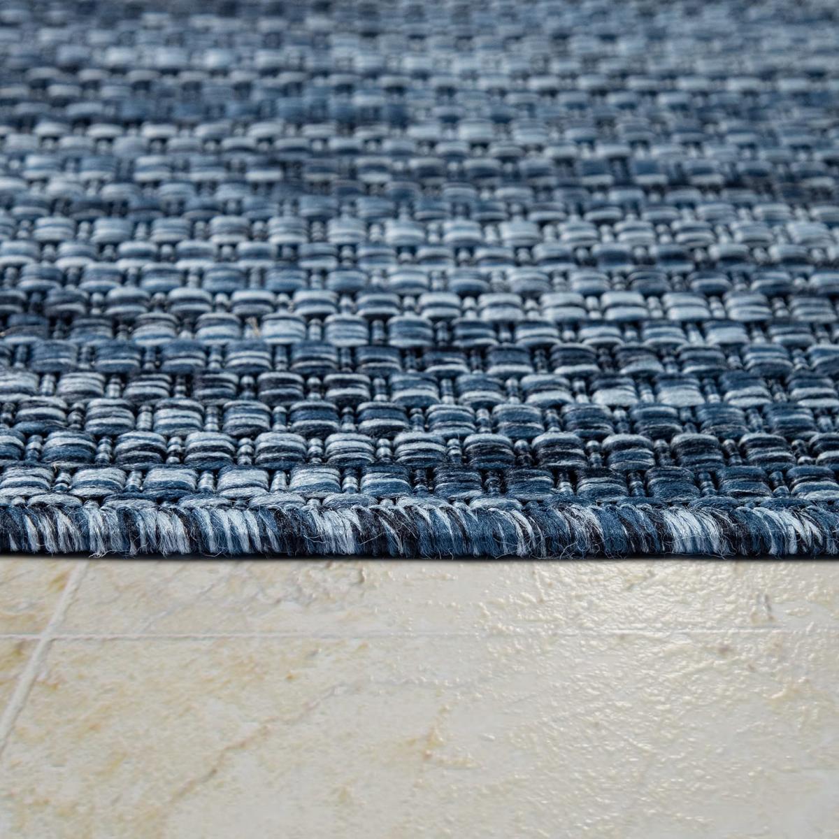 OUTDOORTEPPICH Dunkelblau Ø 160 cm - Dunkelblau, Kunststoff (160/160cm) - TT Home