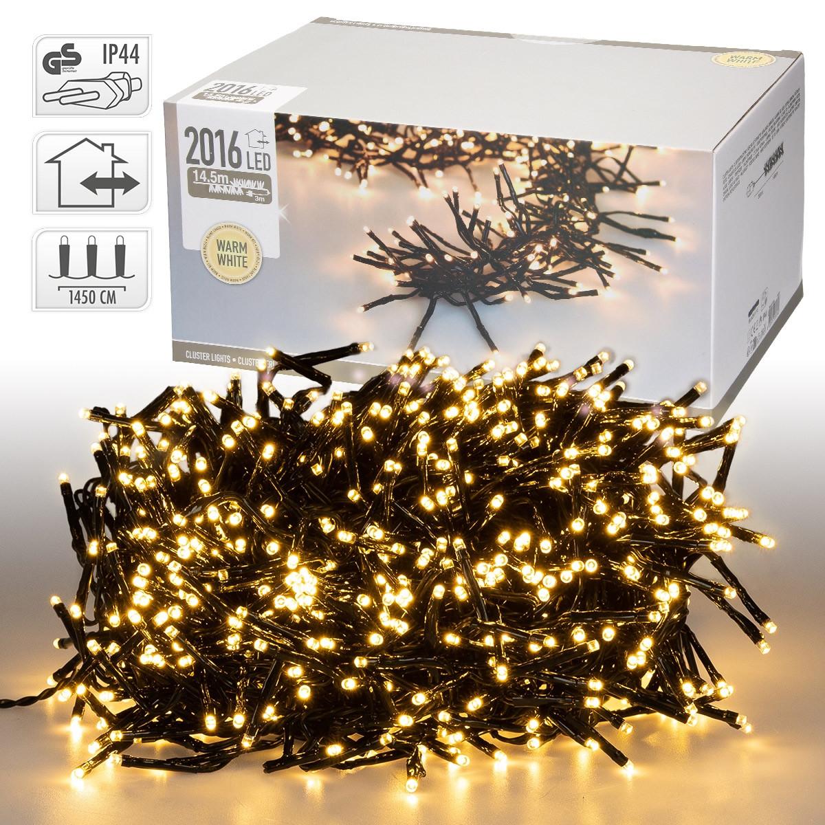 LED CLUSTER LICHTERKETTE 14,5m 2016LED Warmweiß Wetterfest Innen/Außen - Grün, Kunststoff (1450cm) - ECD-Germany