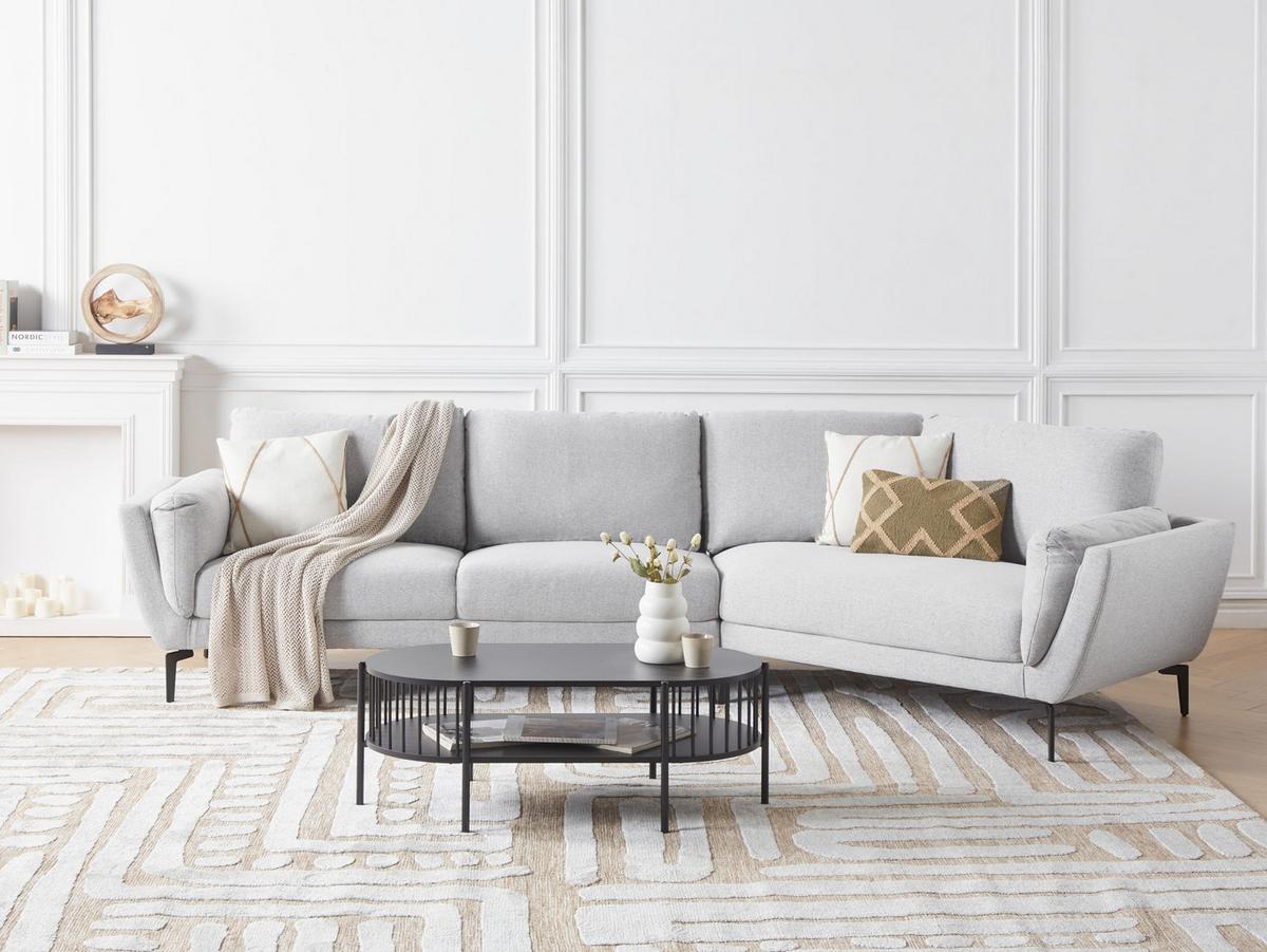 3-SITZER-SOFA Stoff Hellgrau Kansseli - Hellgrau, Textil (341/70/115cm) - Beliani