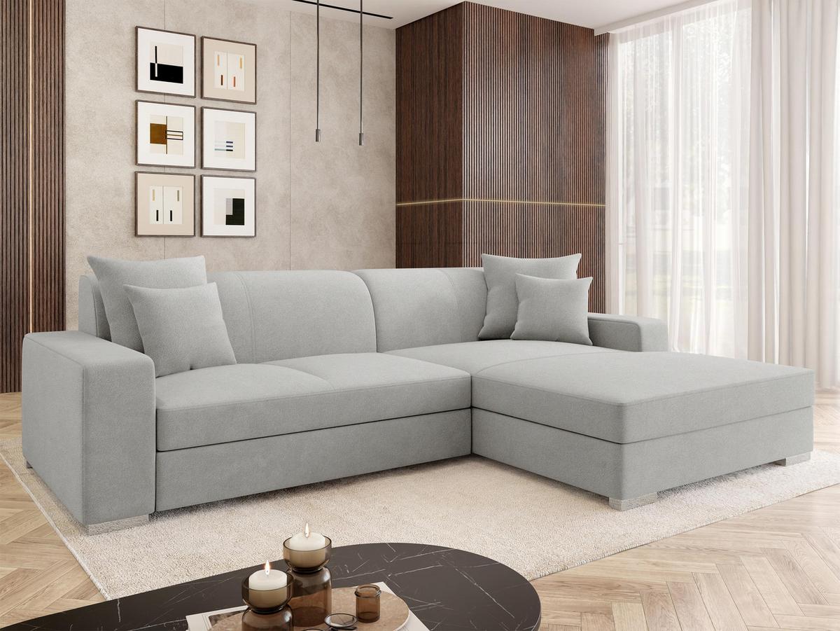 ECKSOFA Mexico, Seite: Rechts - Chromfarben/Hellgrau, Holz/Kunststoff (263/178cm) - MIRJAN24