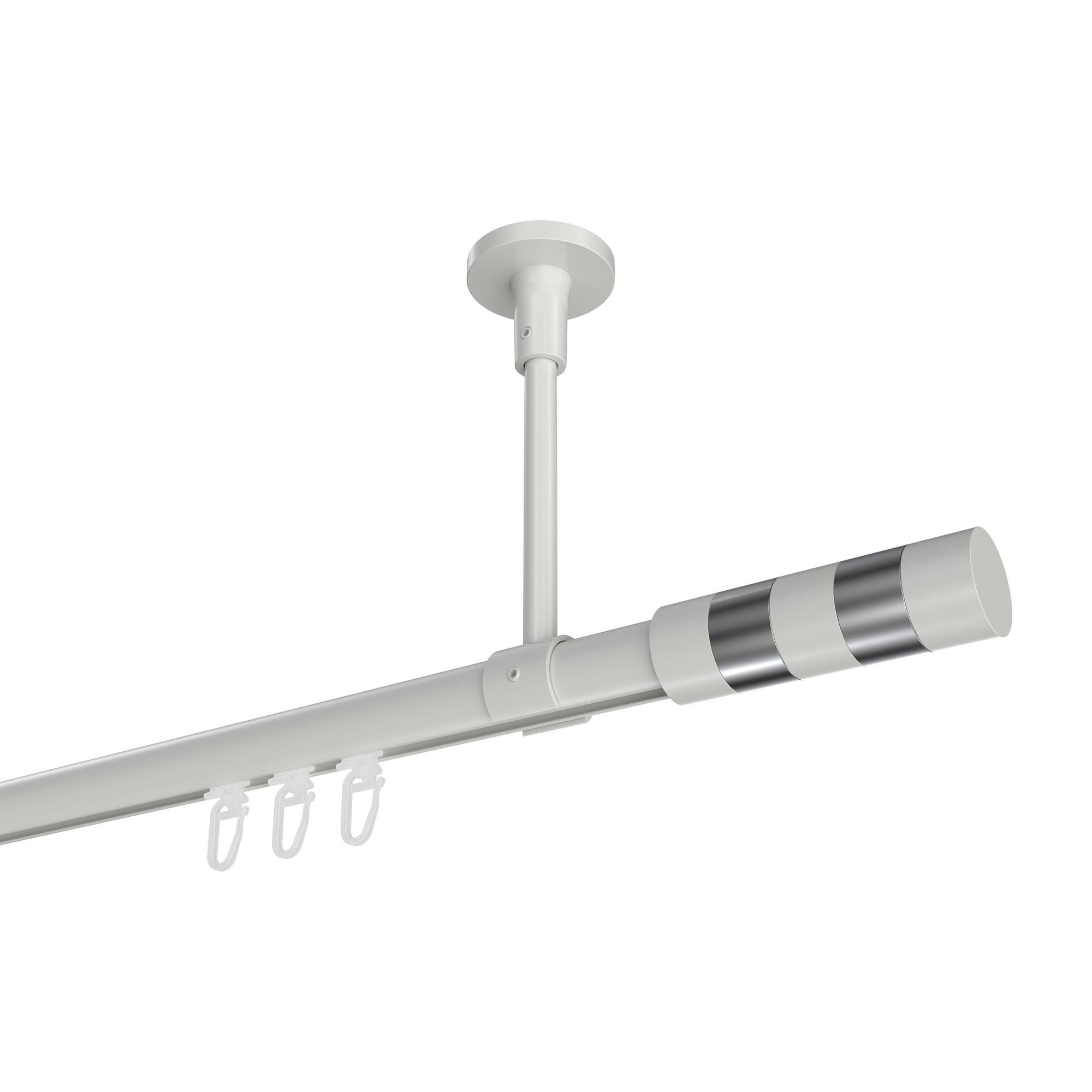 GARDINENSTANGE INNENLAUF Sonette Mavell 160 cm, 1-läufig, 20 mm Ø Weiß - Chromfarben/Weiß, Metall (160cm) - INTERDECO