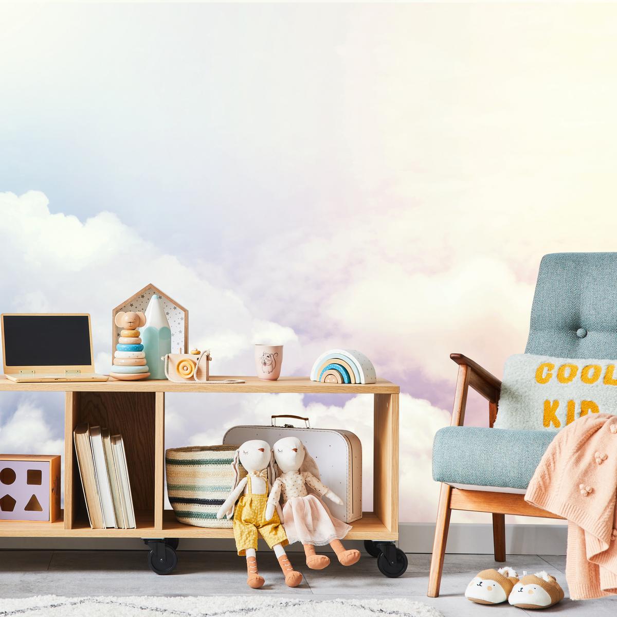 FOTOTAPETE für Schlafzimmer Blau Rosa Himmel Wolken 200x140 - Blau/Beige, Papier (200/140cm) - Muralo