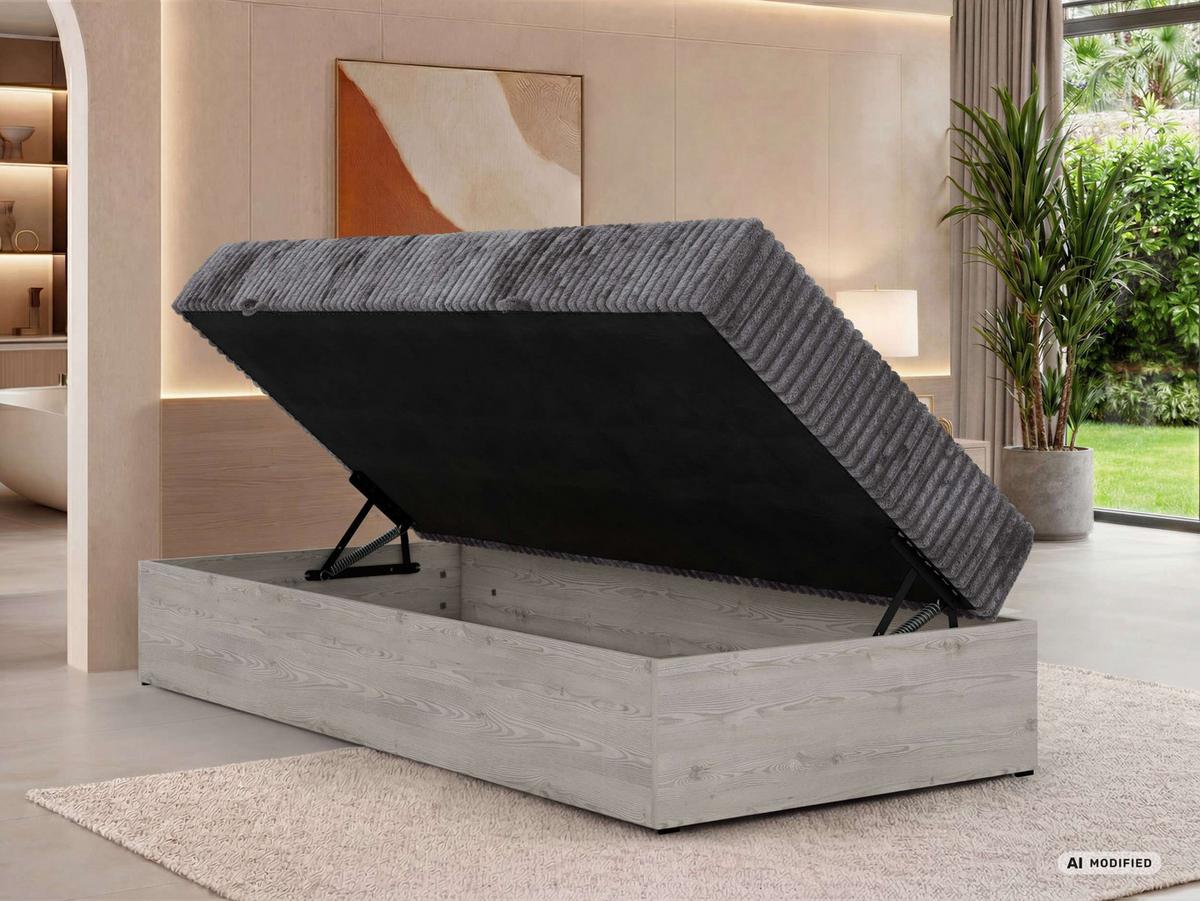BOXBETT NORDIC ZERO 90/200 - Grau Cord - Topper Visco - H3 - Schwarz/Grau, Kunststoff/Textil (90/200cm) - MKS