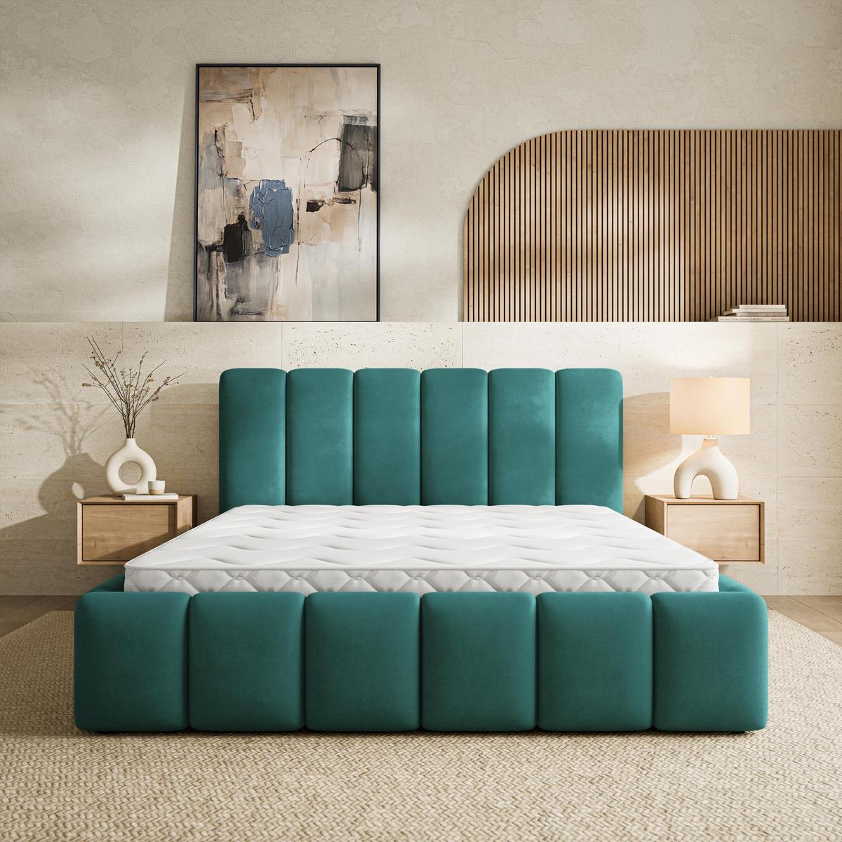 POLSTERBETT RANIS 120x200 cm mit Bettkästen - Blau - Blau, Holz/Textil (120/200cm) - MASSENO