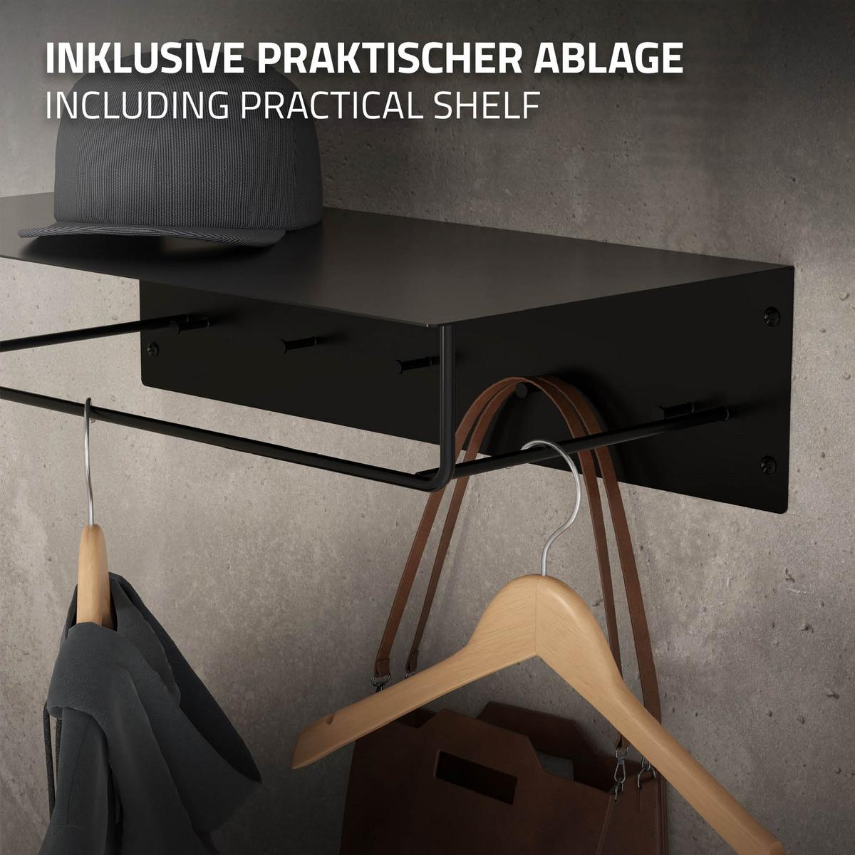 KLEIDERSTANGE 2er Set - Schwarz, Metall (30/15/60cm) - ML-DESIGN
