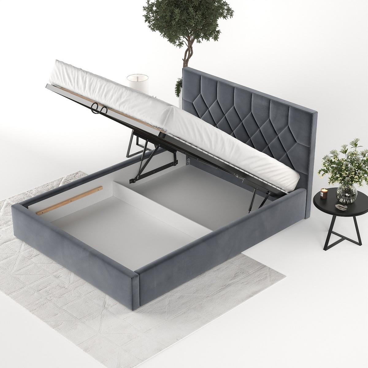 POLSTERBETT Brisa 160/200 cm Dunkelgrau im Kronos Stoff - Dunkelgrau/Schwarz, Holz/Holzwerkstoff (160/200cm) - AltaBeds