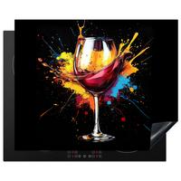 HERDABDECKPLATTE Wein - Glas - Graffiti - Getränk - Rot - Farbe Herdabdeckung Induktionsfeld 65x52 cm - Weinrot, Kunststoff (65/52/0.2cm) - MuchoWow