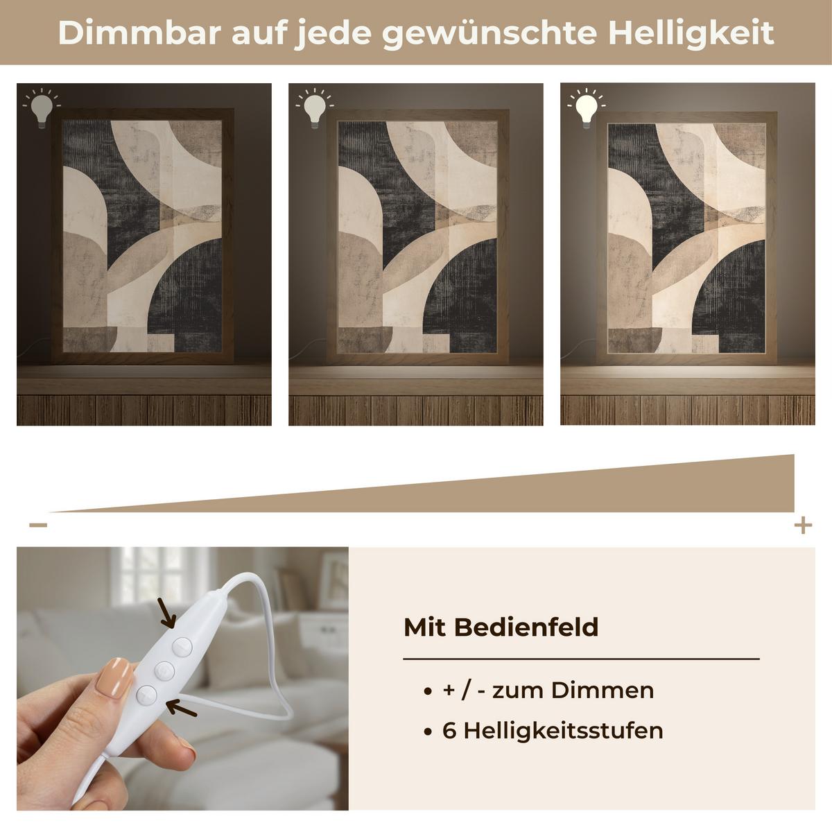 WANDLEUCHTE Abstrakt - Formen - Modern - Beige 20x30 cm - Grau, Holzwerkstoff (20/30/8cm) - OnlyWow