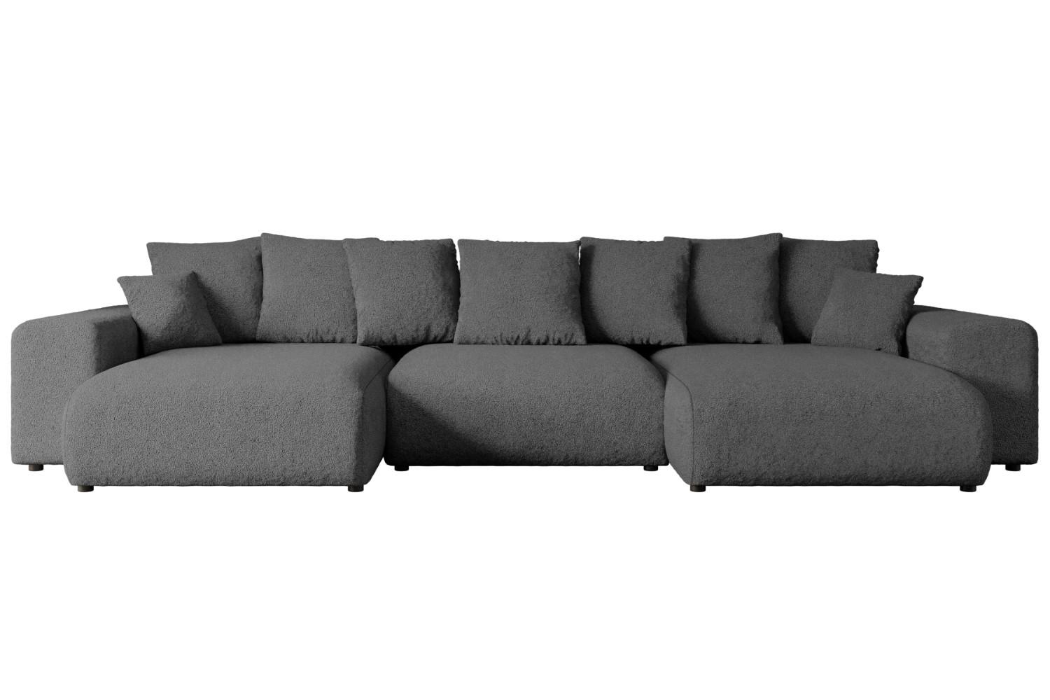 WOHNLANDSCHAFT mit Schlaffunktion ESKAR-U -364x176x72cm Grau Bouclé - Schwarz/Grau, Holzwerkstoff/Kunststoff (364/72/176cm) - ALTDECOR