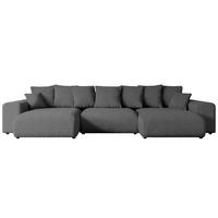 WOHNLANDSCHAFT mit Schlaffunktion ESKAR-U -364x176x72cm Grau Bouclé - Schwarz/Grau, Holzwerkstoff/Kunststoff (364/72/176cm) - ALTDECOR