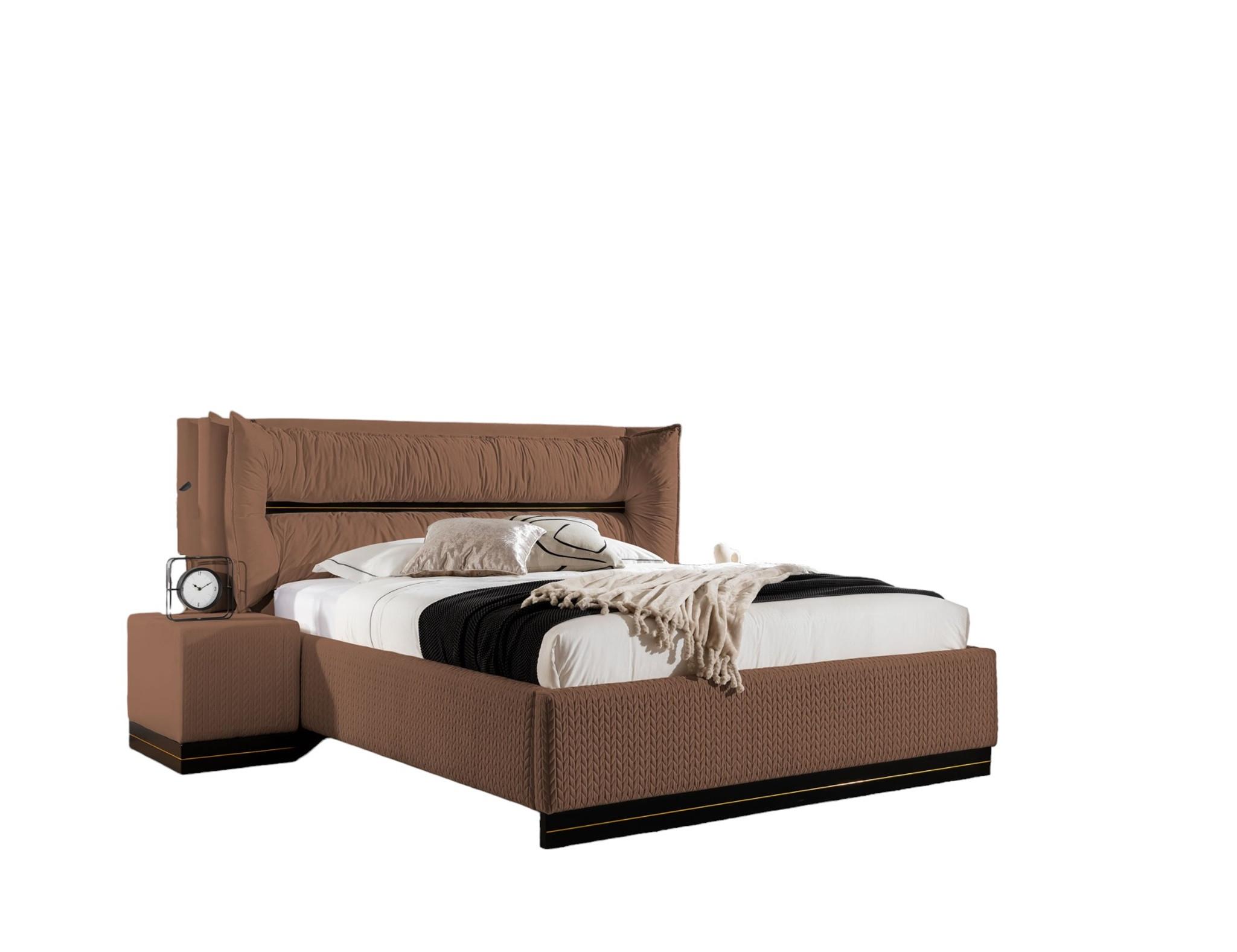 POLSTERBETT Hamilton Magic Velvet Set.4 - Braun, Holzwerkstoff/Textil (140/200cm) - Fun Möbel
