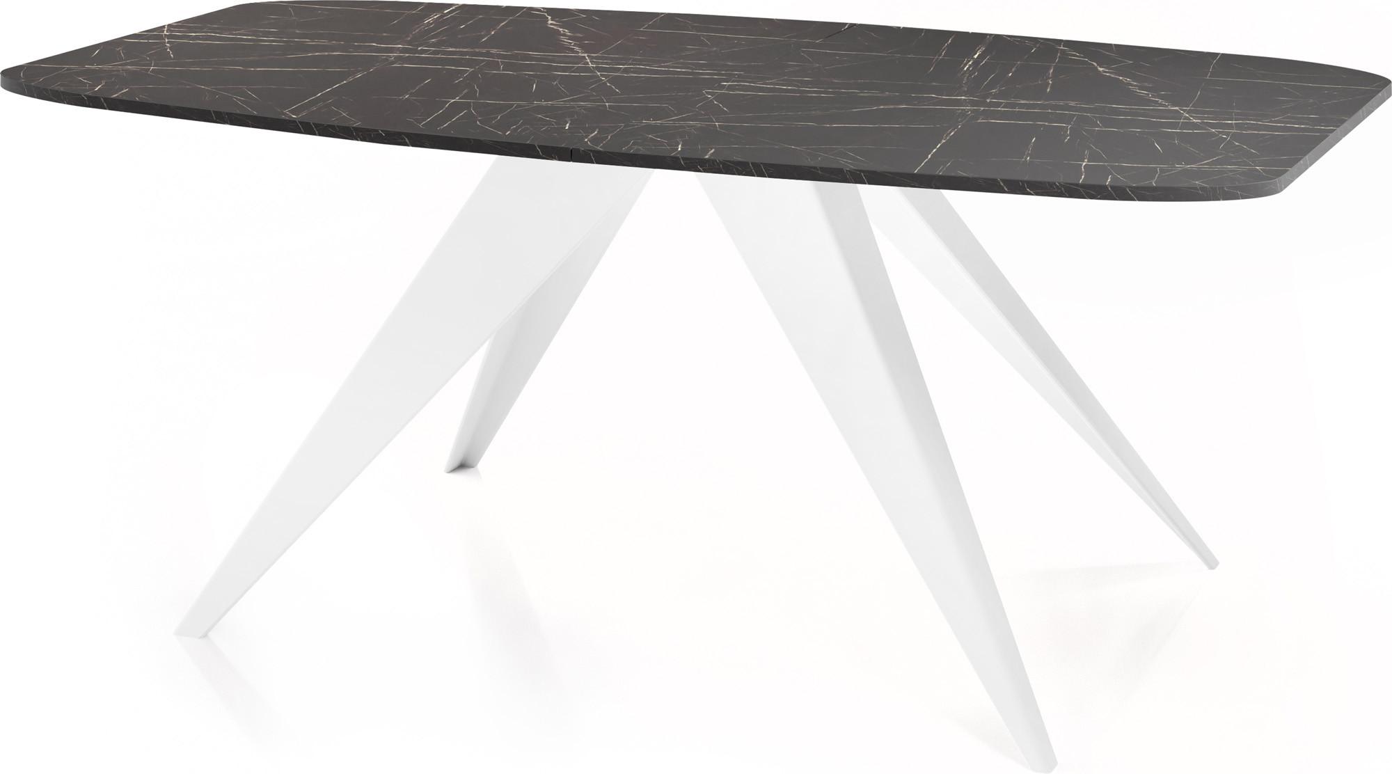 ESSTISCH Fatina rechteckig ausziehbar, Marmor Schwarz 180-218/90/76 cm - Anthrazit/Weiß, Holzwerkstoff/Metall (90/220/76cm) - WFL GROUP