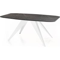 ESSTISCH Fatina rechteckig ausziehbar, Marmor Schwarz 180-218/90/76 cm - Anthrazit/Weiß, Holzwerkstoff/Metall (90/220/76cm) - WFL GROUP