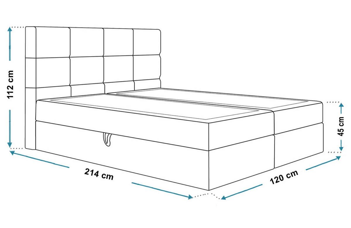 BOXBETT ROMA mit 2 Bettkästen, 120x200, Farbe: Dunkelgrau, Velourstoff, Doppelbett mit Bonell-Matratze - Dunkelgrau, Holz/Kunststoff (120/200cm) - Alpi-Möbel