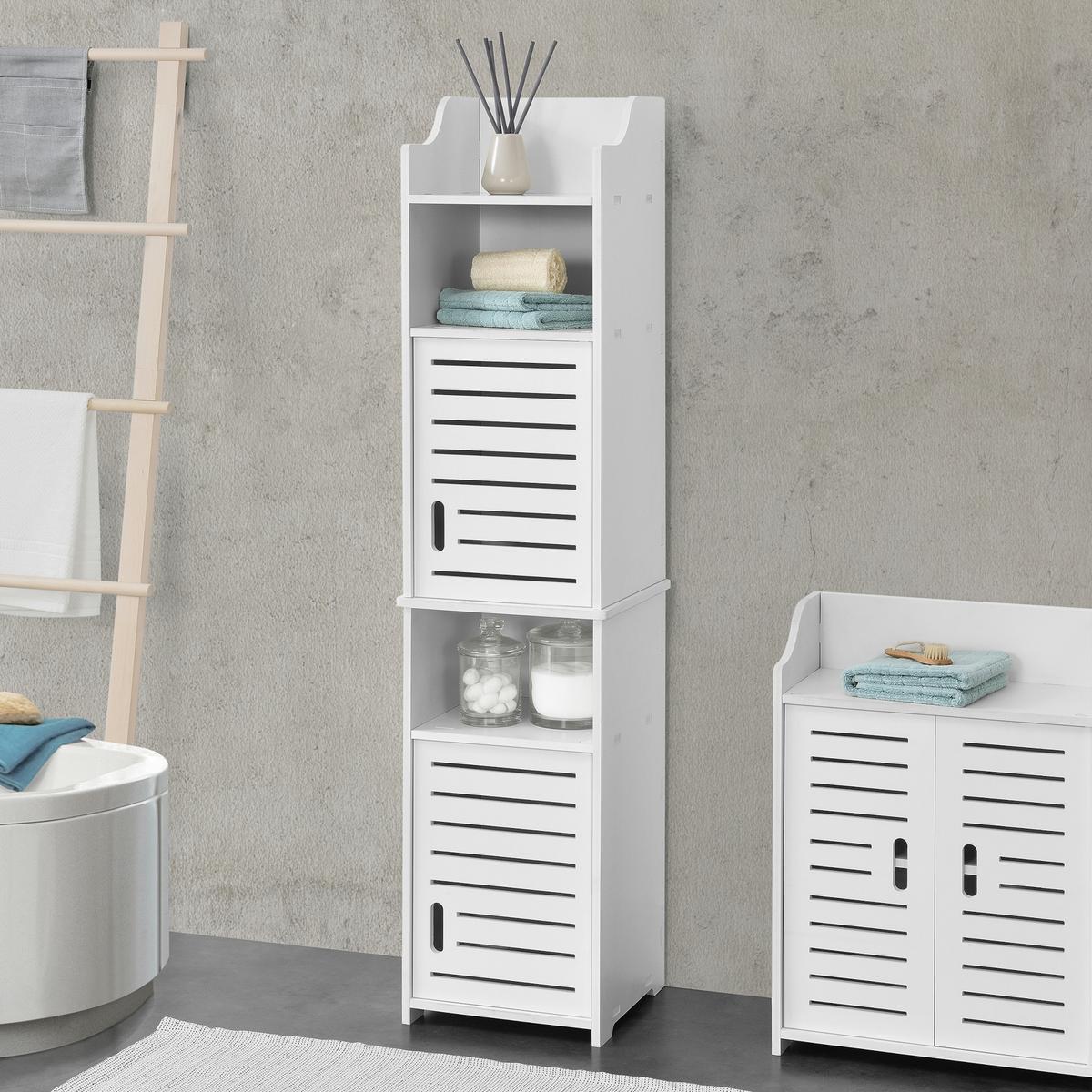 HOCHSCHRANK Mora - Weiß, Kunststoff (32/135/32cm) - [en.casa]