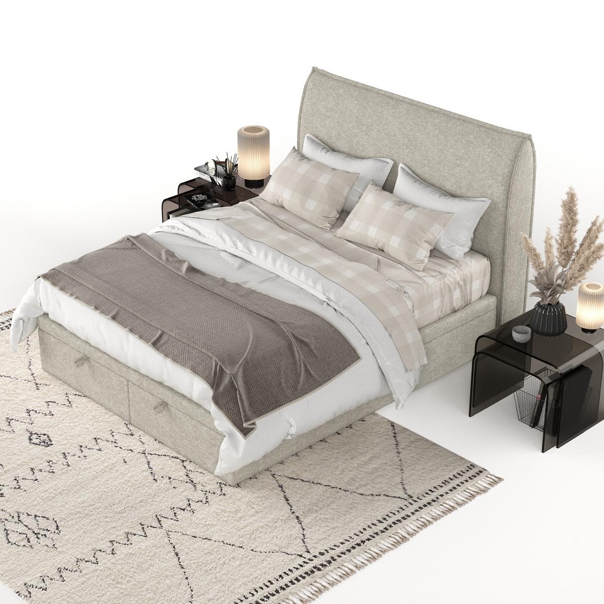 POLSTERBETT Tuvalu mit Stauraum 120/200 cm Beige im Alta Stoff - Beige/Schwarz, Holz/Holzwerkstoff (120/200cm) - AltaBeds