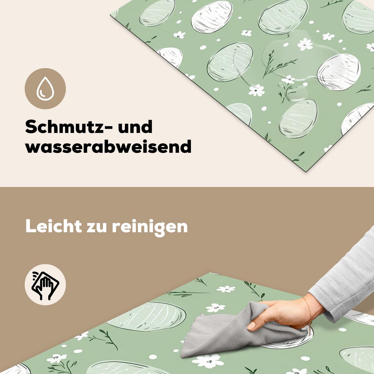 HERDABDECKPLATTE Grün - Eier - Muster Ceranfeldabdeckung 76x51.5 cm - Waldgrün, Kunststoff (76/51.5/0.2cm) - MuchoWow