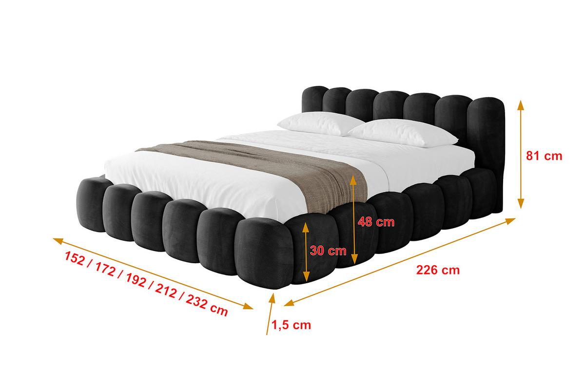 POLSTERBETT mit Bettkasten und Lattenrost, Bett mit Matratze H3/H4 - SENA-v1 180x200 Schwarz - Schwarz, Holzwerkstoff/Textil (180/200cm) - ALTDECOR