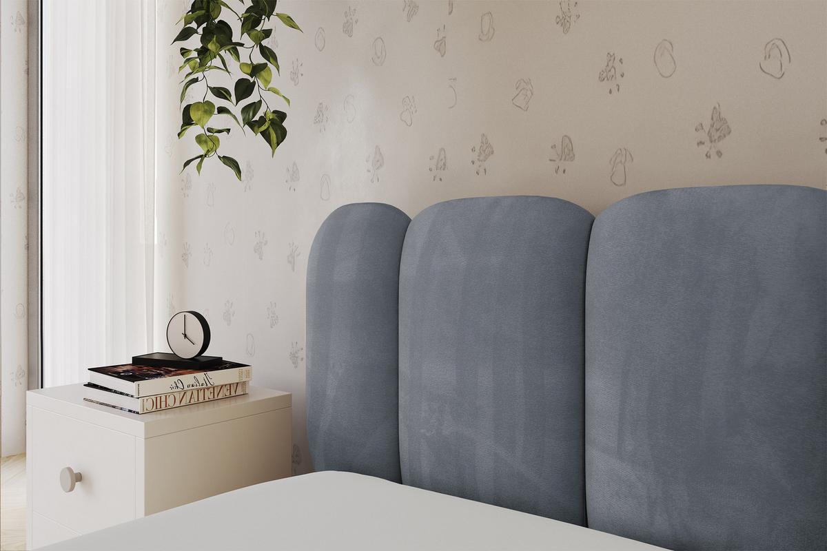 EINZELLBETT Jugendbett mit Bettkasten, Rechts - AVRY 80x200 Grau - Blaugrau, Holzwerkstoff/Textil (80/200cm) - ALTDECOR
