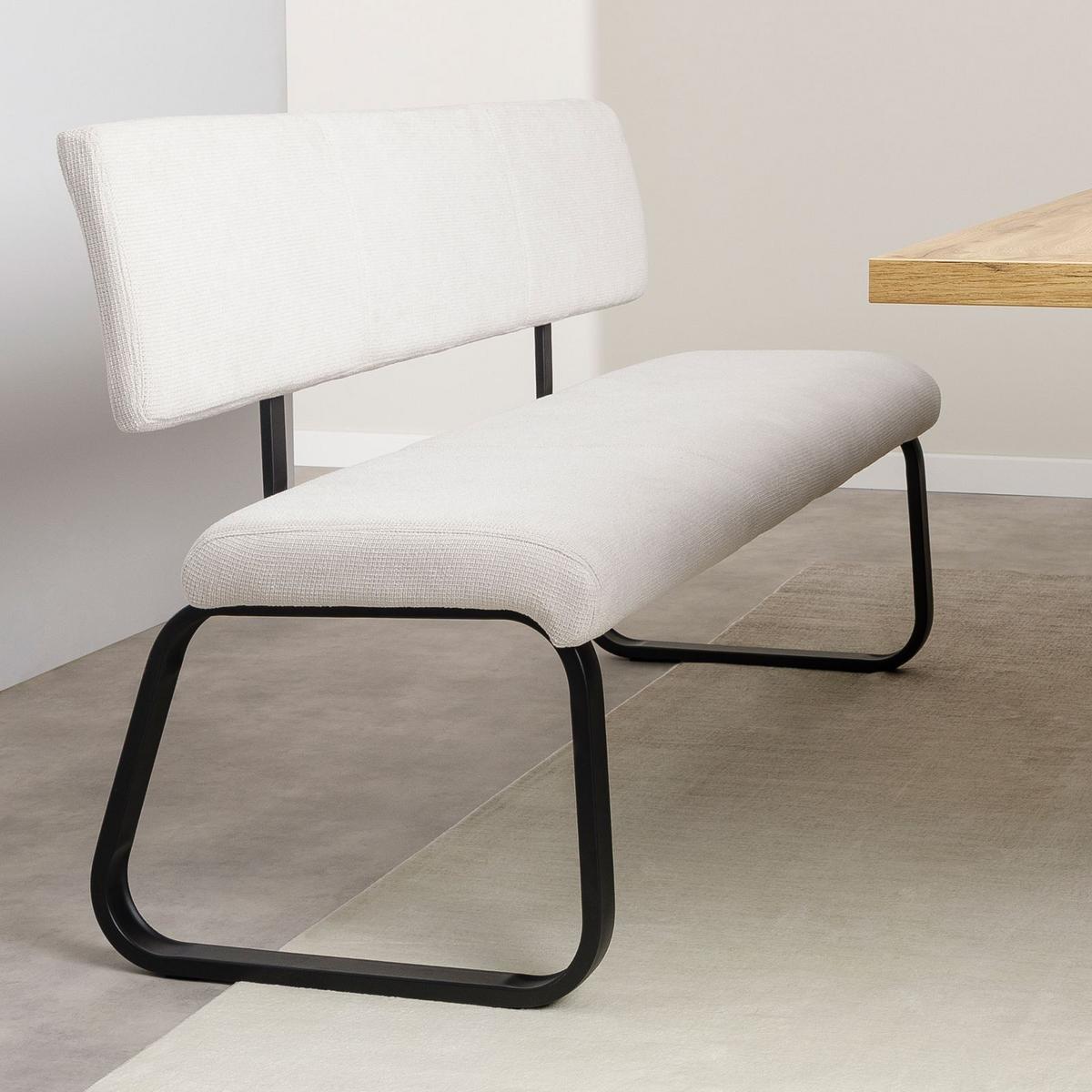 ESSZIMMERBANK VILAS cremeweiß - Creme, Textil/Metall (135/87/56cm) - IDIMEX