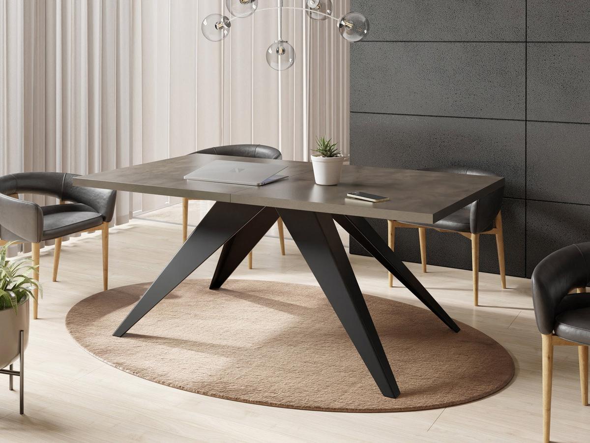 ESSTISCH Vance rechteckig ausziehbar, Dunkelgrauer Chicago Beton 140-240/80/76 cm - Dunkelgrau/Schwarz, Holzwerkstoff/Metall (80/240/76cm) - WFL GROUP