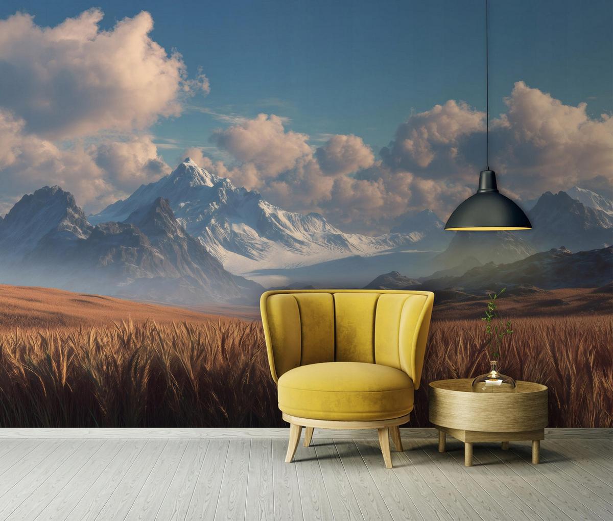FOTOTAPETE Landschaft Wiese Beige 250x175 cm - Multicolor, Papier (250/175cm) - Wallarena
