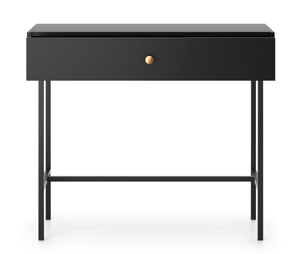 KONSOLENTISCH Dinley 1S Schwarz 93,2/79/39 cm – mit schwarzen Beinen im minimalistischen Design - Schwarz, Holzwerkstoff/Metall (39/93.2/79cm) - AX Living
