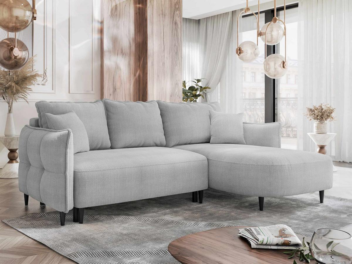 ECKSOFA Sycylia, Seite: Rechts - Schwarz/Grau, Holz/Textil (165/244cm) - MIRJAN24