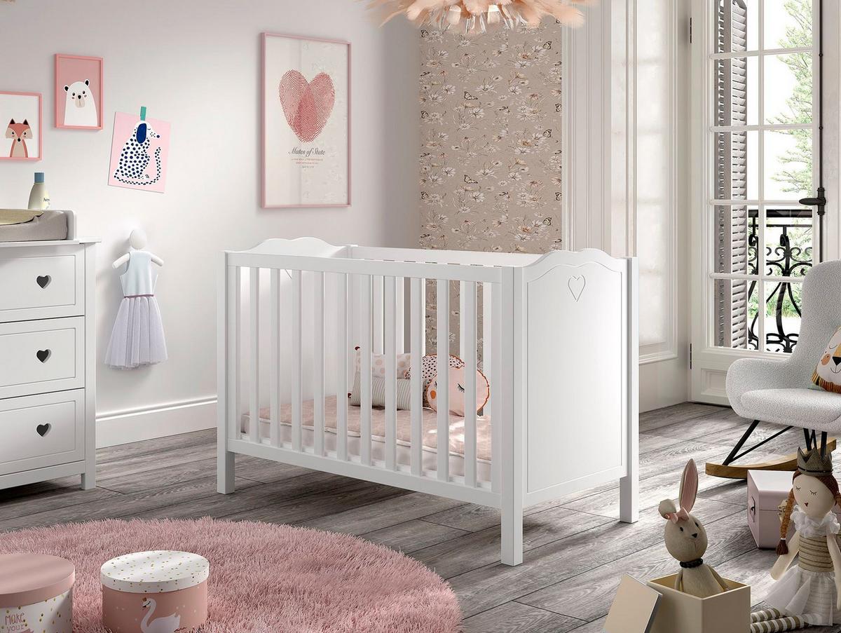 BABYBETT 60x120 Kamila Weiß Kiefer höhenverstellbar - Weiß, Holz (60/120cm) - 58aufmkessel