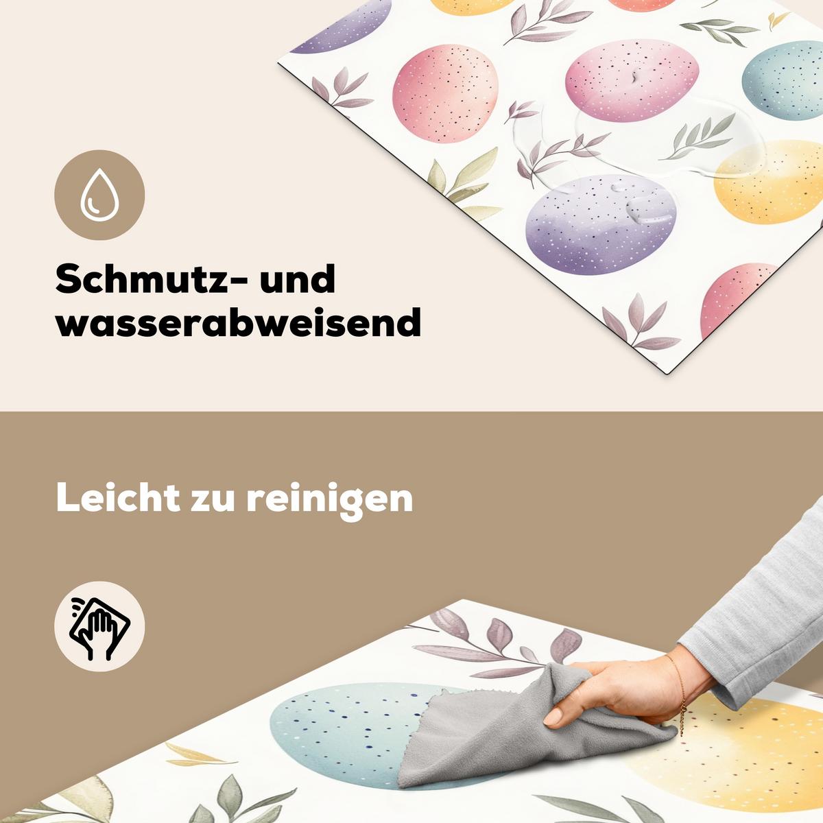 HERDABDECKPLATTE Eier - Bunt - Muster Induktionsmatte 71x52 cm - Weiß, Kunststoff (71/52/0.2cm) - MuchoWow