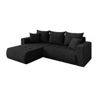 ECKSOFA mit Schlaffunktion Ottomane Links MILA-L 277x194x86 Schwarz Velours - Schwarz, Holzwerkstoff/Kunststoff (277/194cm) - ALTDECOR