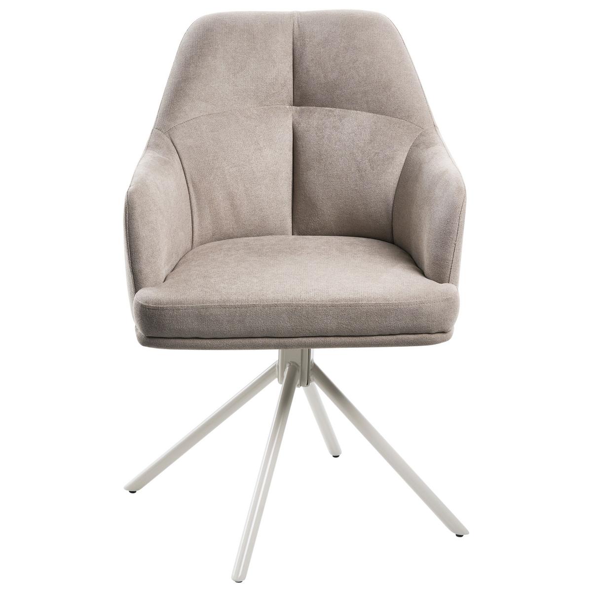 ESSZIMMERSTUHL 2er-Set Stoff Taupe Mira - Taupe, Textil (46/84/60cm) - Beliani