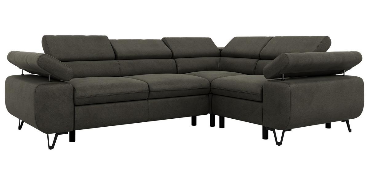 ECKSOFA ORSO L Anthrazit Velvet - Rechts Seite - Anthrazit/Schwarz, Textil/Metall (268/197cm) - MKS