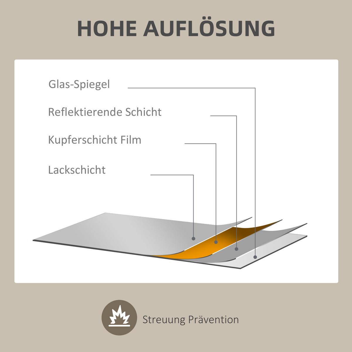 ASYMMETRISCH Wandspiegel, 70 x 50 cm Badezimmerspiegel mit Holzrahmen für Bad - Naturfarben, Glas (2.1/50/70cm) - HOMCOM