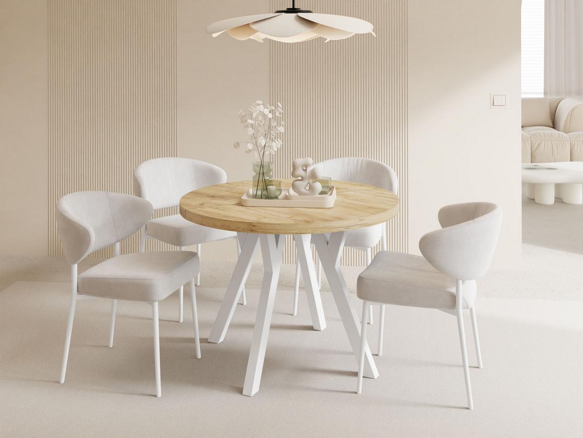 ESSTISCH Twixy XXL groß rund oval ausziehbar, Eiche Hell Braun 100-250/100/76 cm - Eiche Wotan/Weiß, Holz/Holzwerkstoff (100/250/76cm) - WFL GROUP