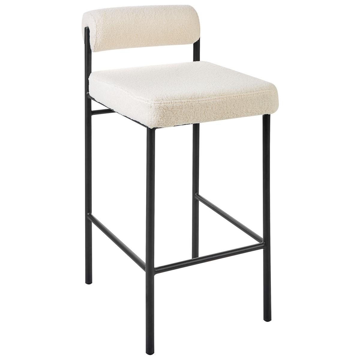 BARSTÜHLEN 2er-Set Weiß Amaya - Creme/Schwarz, Textil (42/82/42cm) - Beliani