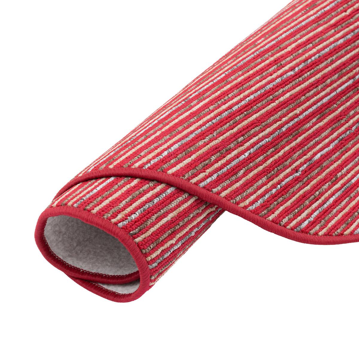 STREIFENBERBER TEPPICH MARTA RUND - Rot, Textil (100/100cm) - Snapstyle