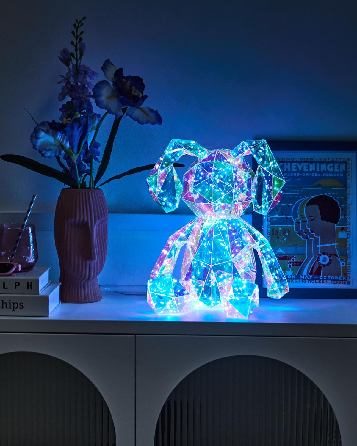 LED-DEKORATION Kaninchen Bunt Kintaus - Multicolor, Kunststoff (28/28/34cm) - Beliani