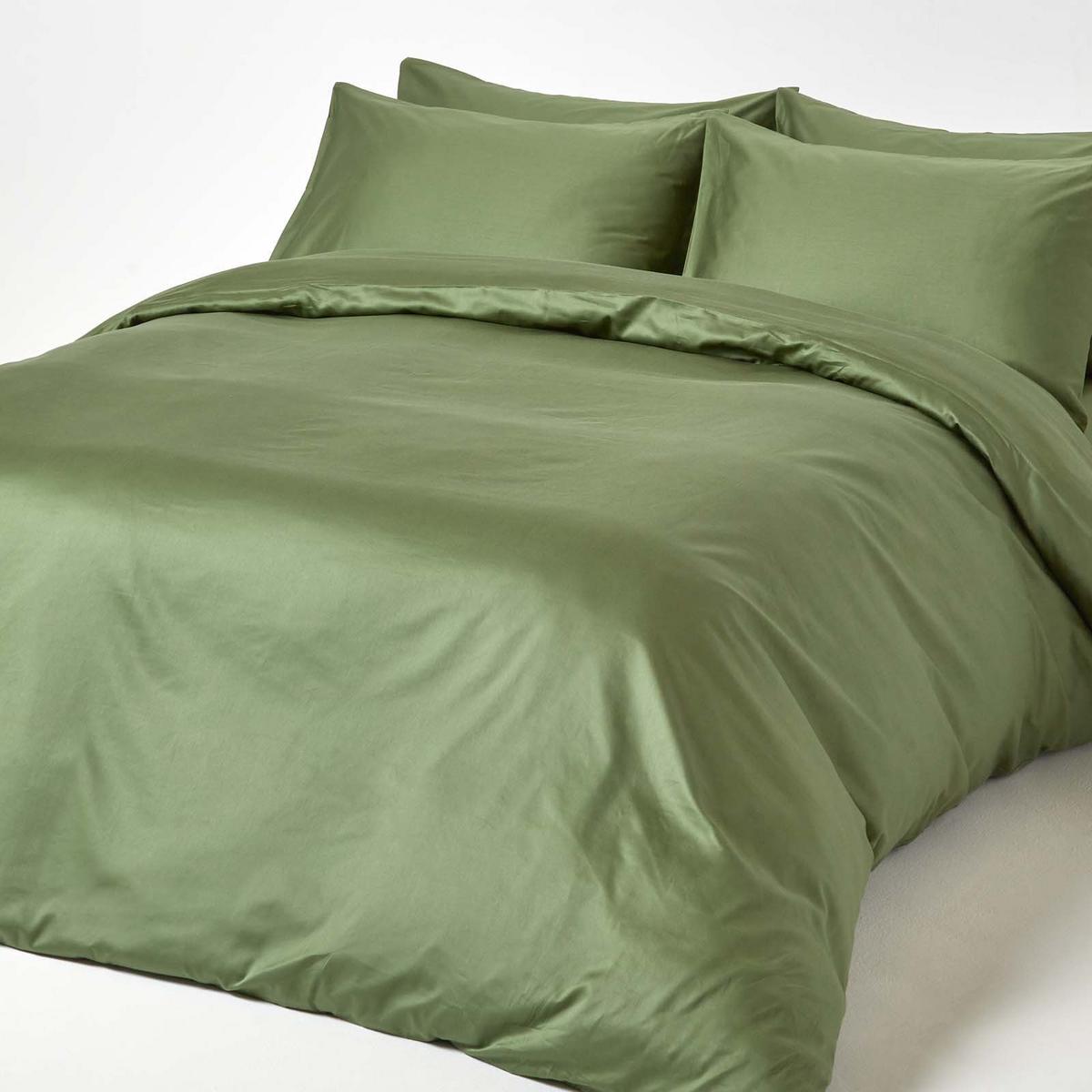 BIO-SPANNBETTLAKEN extra hoch, 100% Baumwoll-Satin - Grün, Textil (140/190cm) - Homescapes