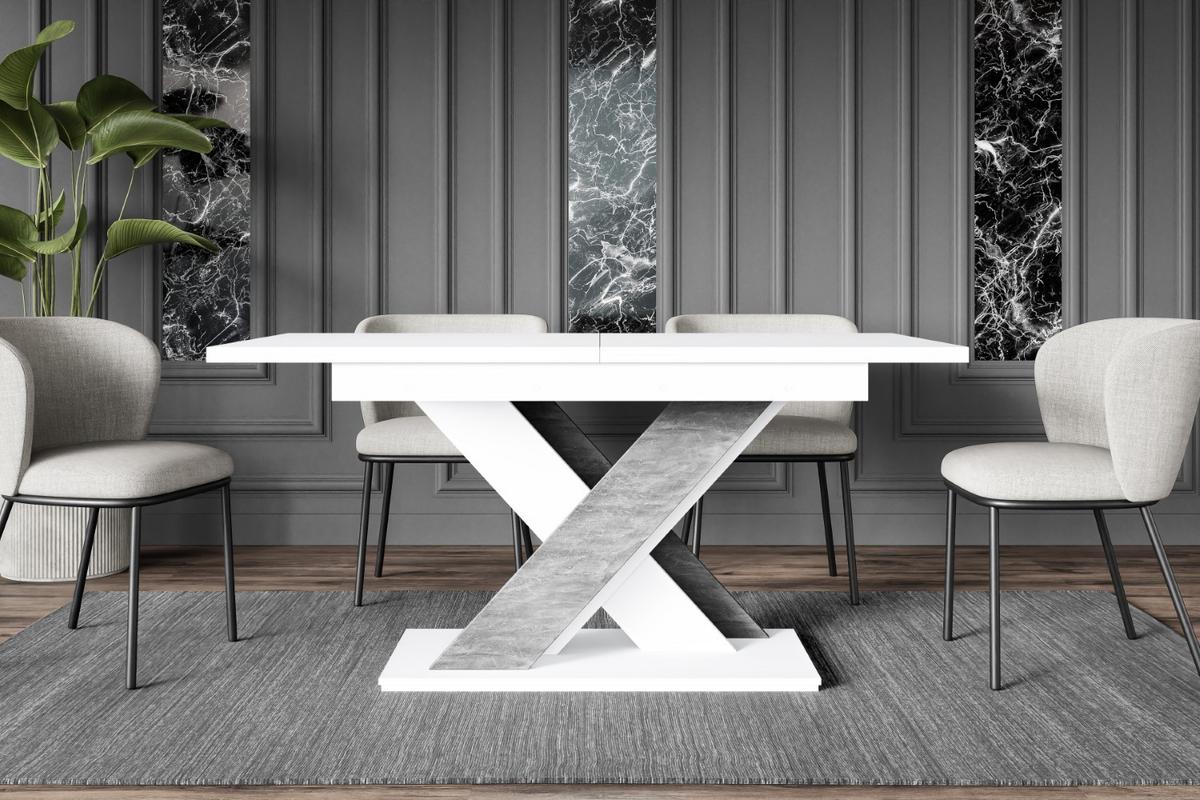 ESSTISCH ausziehbar 140 -180x80x75 cm - Weiß / Betonoptik - RONX - Weiß, Holzwerkstoff (140/80/75cm) - ALTDECOR