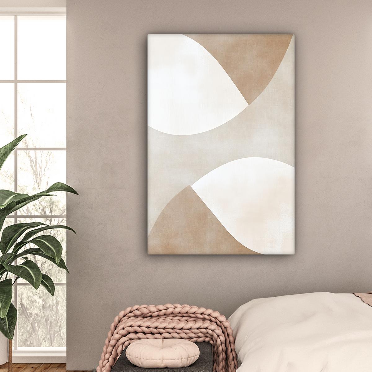 LEINWANDBILD Braun - Japandi - Abstrakt Deko XXL 80x120 cm - Sandfarben, Textil (80/120cm) - MuchoWow