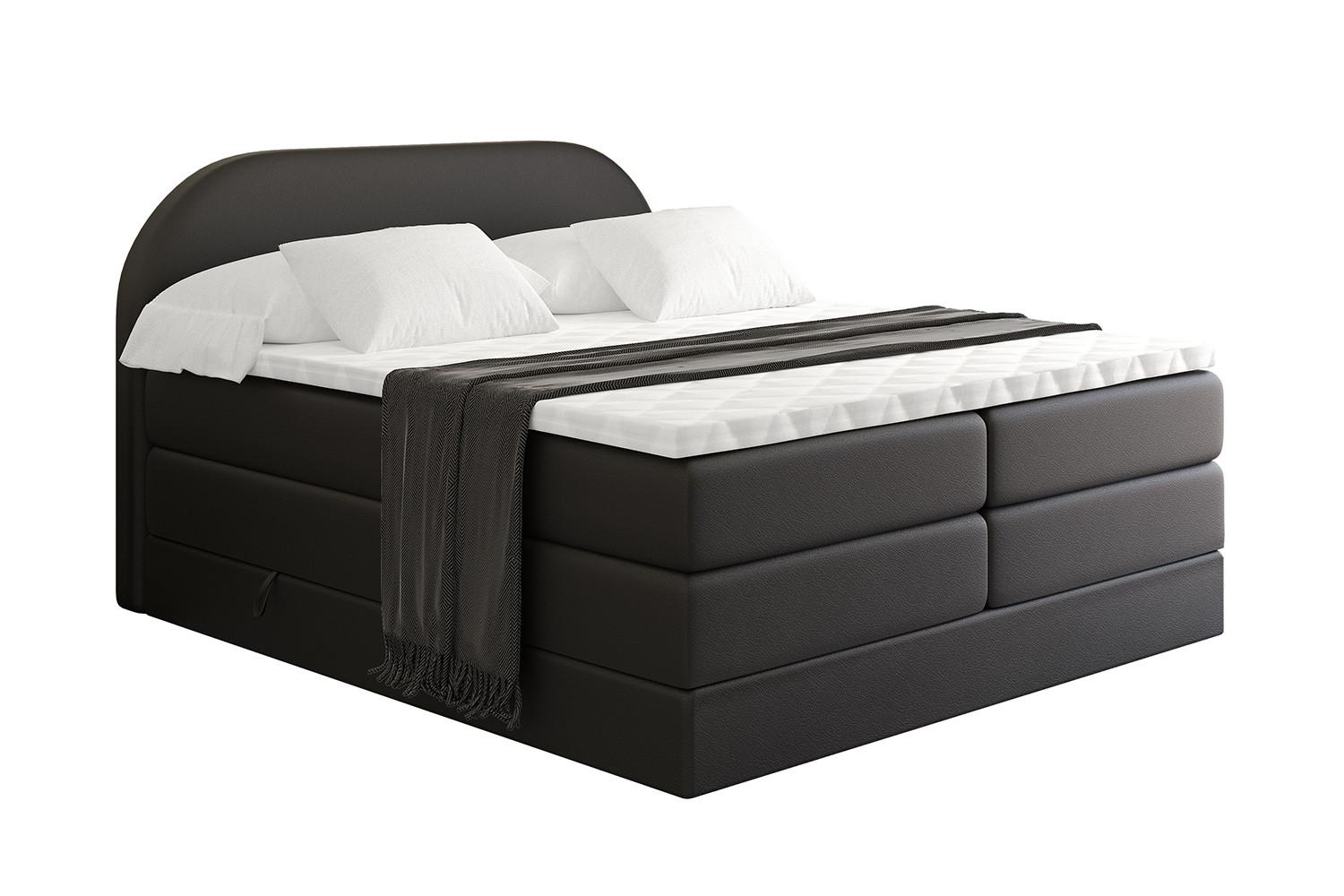 BOXSPRINGBETT mit Matratze und Lattenrost - NOX KING-140x200 - Schwarz - Schwarz, Holzwerkstoff (140/200cm) - ALTDECOR