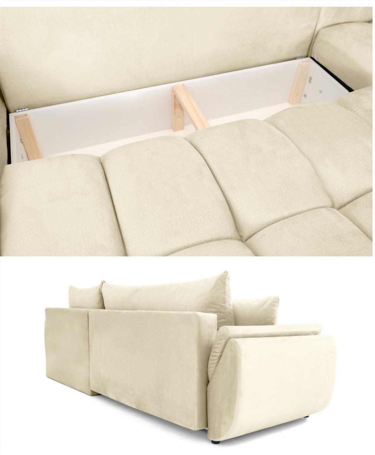 ECKSOFA Collin Mit Schlaffunktion - Beige, Holzwerkstoff/Textil (185/280cm) - Fun Möbel