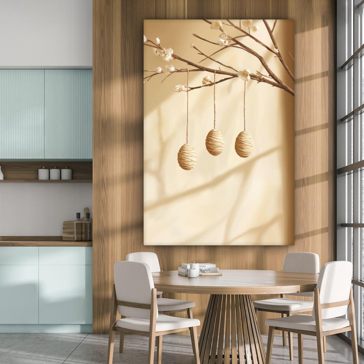 LEINWANDBILD Beige - Osterkuchen - Eier Deko Groß 90x140 cm - Beige, Textil (90/140cm) - MuchoWow