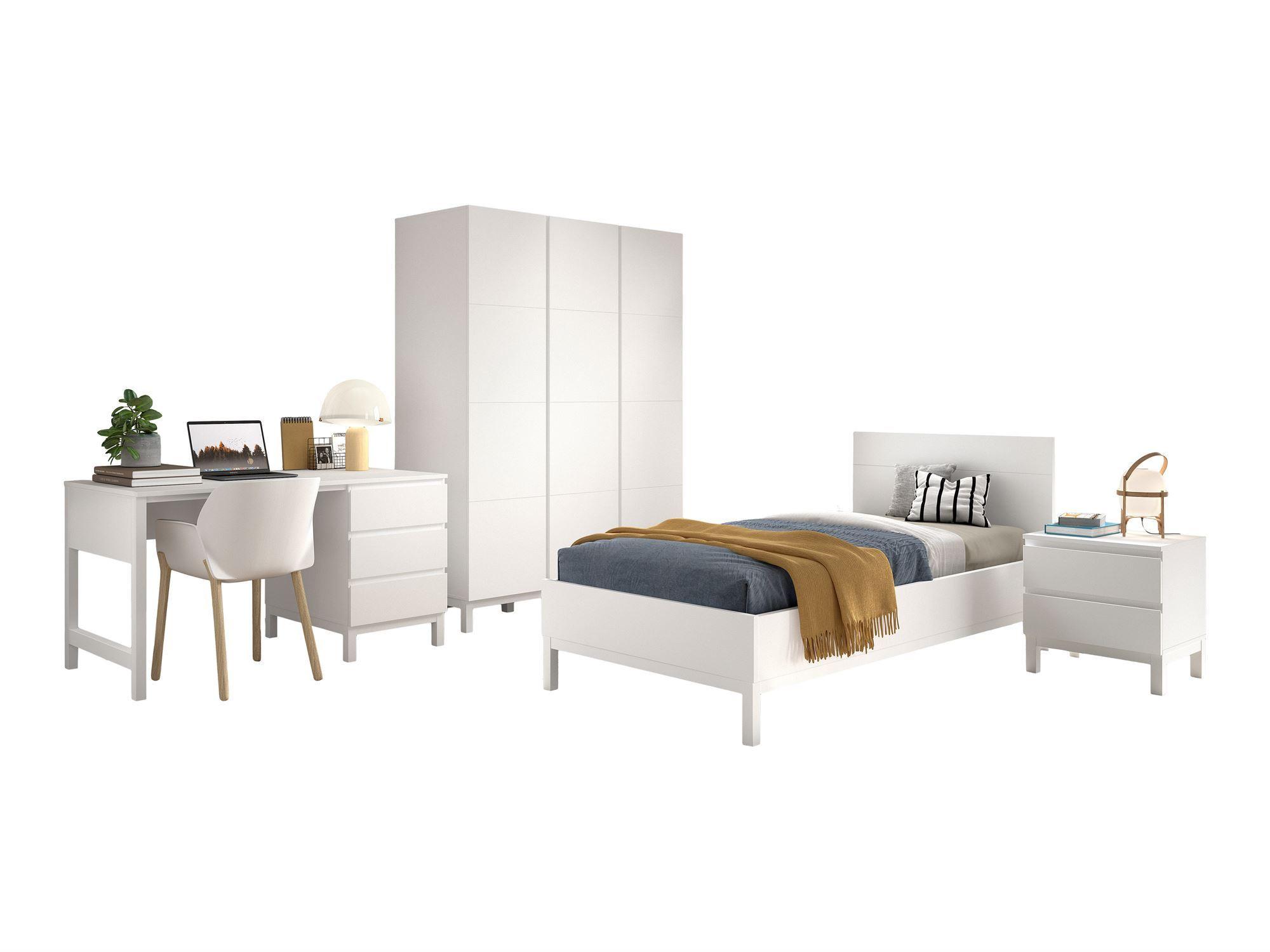KINDERZIMMER SET Keely Kiefer weiß Bett NaKo Schrank Schreibtisch - Weiß, Holz (58/196/149cm) - 58aufmkessel