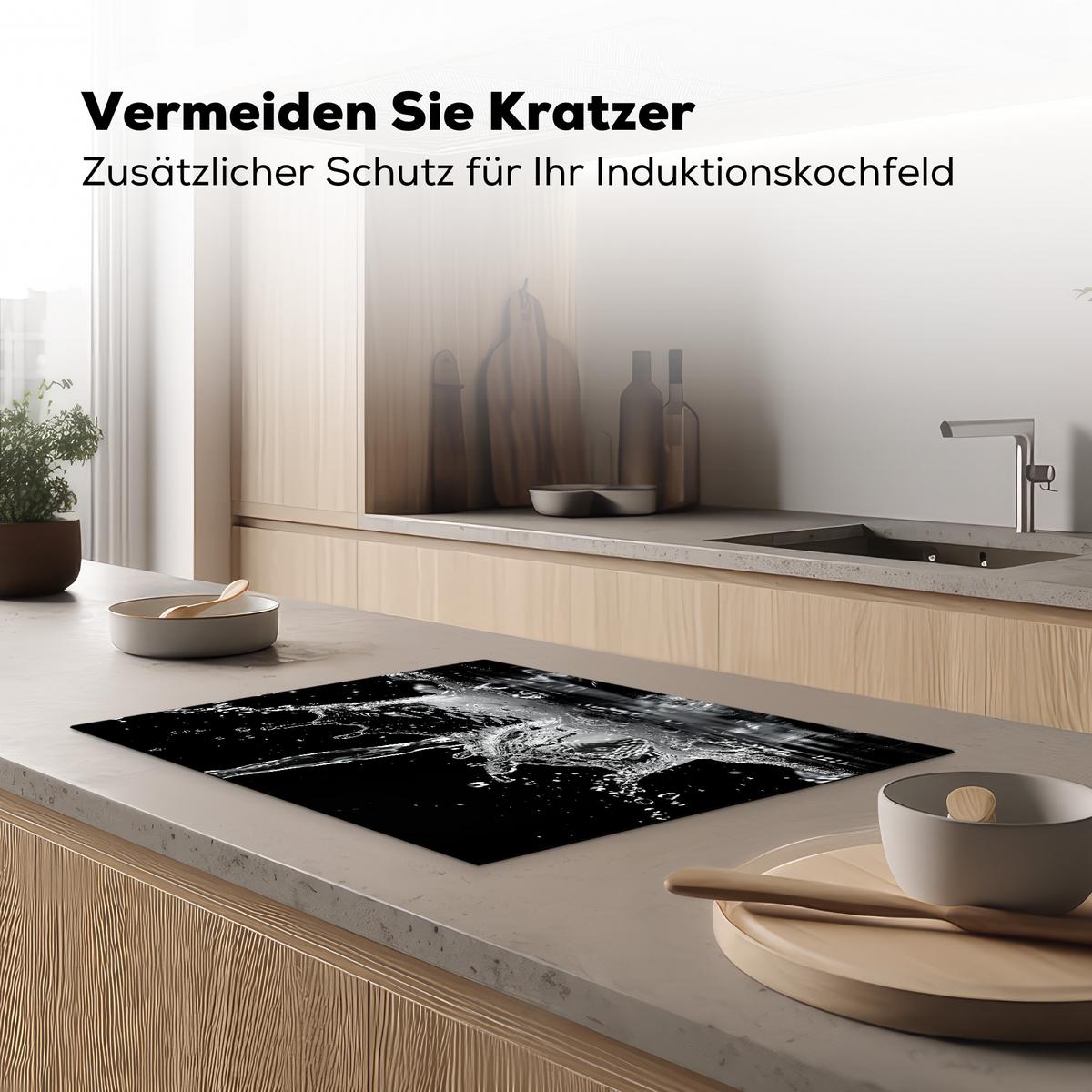 HERDABDECKPLATTE Wasser - Spritzwasser - Schwarz Induktionsmatte 71x52 cm - Schwarz, Kunststoff (71/52/0.2cm) - MuchoWow