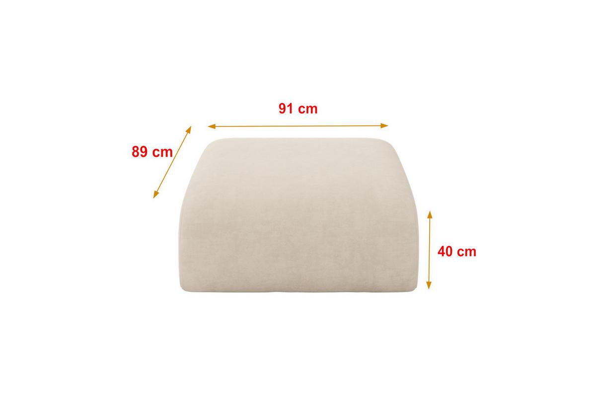 POUF MIRA-PUF 91x89x40 Beige cm Velours Modular Sitzhocker - Greige/Beige, Holzwerkstoff/Kunststoff (91/40/89cm) - ALTDECOR