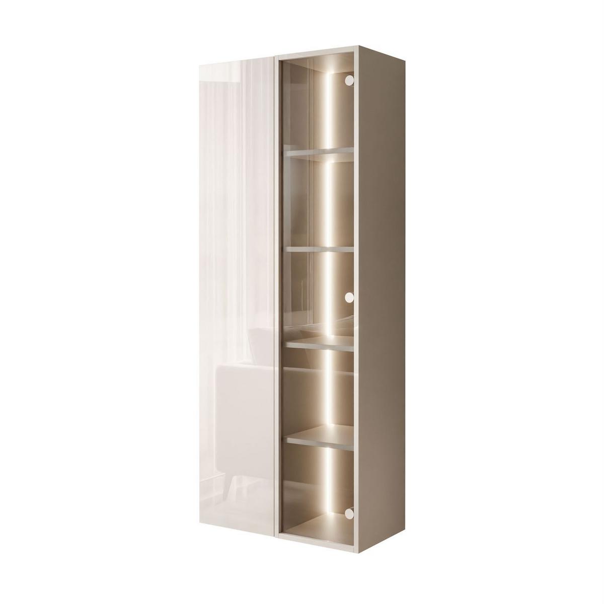 VITRINE CARMEN, hängend mit LED-Beleuchtung - Kaschmir, Holzwerkstoff (60/150/30cm) - Lookway