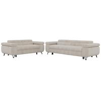 SITZGARNITUR PETERS 2+3 - Beige Cord - Beige/Creme, Textil/Metall (262/76/99cm) - MKS