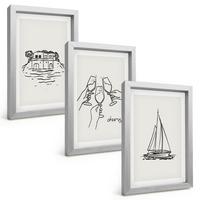 BILDER SET 3er Set - 20x30 cm Silberner Rahmen - Haus am Wasser, Segelboot-Toast - Silberfarben, Kunststoff (20/30cm) - TULUP